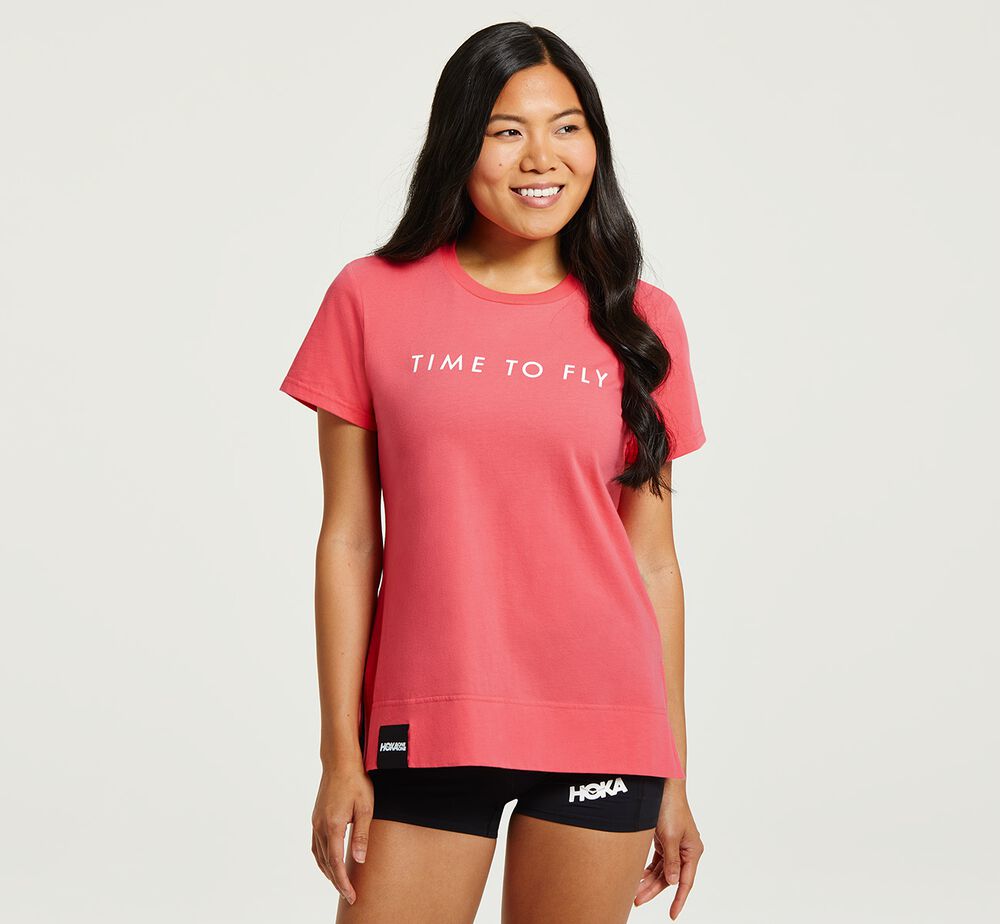 Hoka One One Brand T-Shirt Dam Rosa/Vita - SE-7086861
